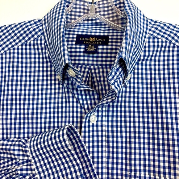 CLUB ROOM Men’s Check Button Down Shirt  32/33 - Picture 1 of 11
